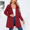 thumbnail image 4 of SWSMCLT Women's Hooded Raincoat Lightweight Slim Fit Full Zip Long Rain Jacket Trench Coat Waterproof Rain Coats Casual Anoraks Long Sleeve Outerwear Burgundy 6, 4 of 5