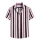 thumbnail image 1 of Playeras Camisas de un solo pecho de primavera y verano para hombre, camisas casuales de manga corta con estampado de rayas y solapa para la playa, camisas para vacaciones al libre (White, L), 1 of 4