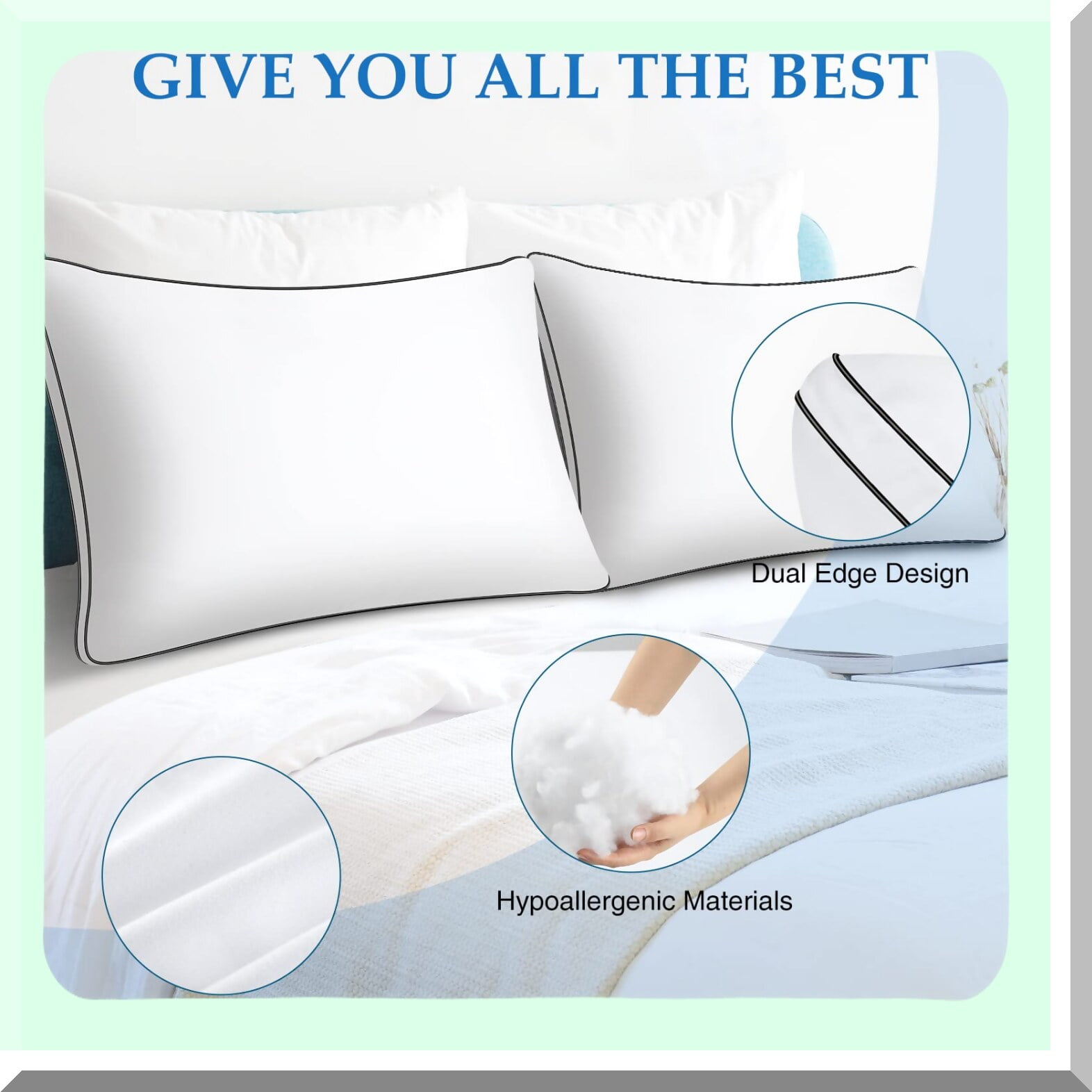 Luxury DreamSleep Pillows 2 Pack Down Alternative Bed Pillows for Side and Back Sleepers Hotel Quality Soft Comfort King Size for Sleeping
