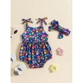 thumbnail image 4 of Musuos Baby Girl 2Pcs Summer Outfits 3M 6M 12M 18M Sleeveless Tie Strap Fruit/Floral Print Romper with Headband Set Newborn Clothes, 4 of 8