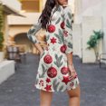 thumbnail image 4 of Christmas Dresses for Women Women's Christmas Printed Fashionable V-neck Button Seven Part Cuff Pocket Dress for Holiday Party,Watermelon Red,L, 4 of 5