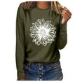 thumbnail image 2 of Kayannuo Clearance Fall Clothes For Women Women Top Casual Long Sleeve Daisy O-neck Sweatshirt Pullover Blouse Green, 2 of 4
