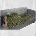 thumbnail image 6 of Kente Pattern Soft Flannel Fleece Throw Blanket, Retro Revival Diamond Line Pattern with Vertical Stripes, Cozy Plush for Indoor and Outdoor Use, 50" x 60", Sea Green Mustard, by Ambesonne, 6 of 6