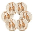 thumbnail image 2 of Giraffes 6 Pcs Drink Coasters with Holder Absorbent Coasters Woven Coasters for Drinks Table Desk Protection Home Decor, 2 of 7