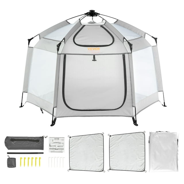 VEVOR Parque infantil para bebes con dosel Parque infantil emergente para interiores y exteriores 59.8 "x 59.8