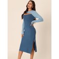 thumbnail image 2 of DARING DIVA Crew Neck Stretch Cutout Midi Sweater Dress S Blue-Dark, 2 of 6