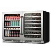 Whynter 48" Wine Cooler and Beverage Refrigerator - 2×24'' Wine Cooler Side by Side - Dual Zone Under Counter Fridge, Hold 140 Cans and 54 Bottles