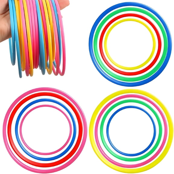 CYFW 12 Pcs Colorful Plastic Ring Toss Outdoor Activity Games for Sports Practice Speed Agility Training,Random Colors Hook and Ring Game