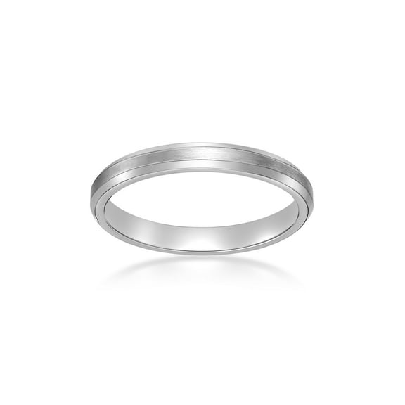 Lavari Jewelers Stainless Steel 3MM Thin Beveled Edge Wedding Band Ring for Men - Size 10
