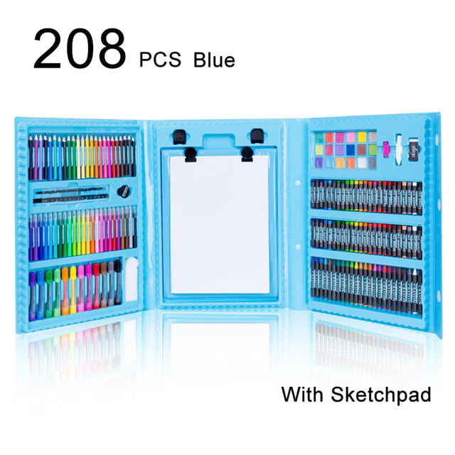  DLUCKY 208 PCS Art Supplies, Drawing Art Kit for Kids Adults Art  Set with Double Sided Trifold Easel, Oil Pastels, Crayons, Colored Pencils,  Watercolor Pens Gift for Girls Boys Artist,Blue