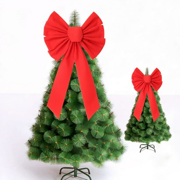 Christmas Red Wreath Bow - Large Cloth Red Bows Hand Tied Easy Hanging for Holiday Tree Door Gifts Indoor and Outdoor Decoration Party Supplies