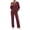 Wine, variant on Cekizud Lounge Sets for Women Ribbed Knit Drawstring Hoodie Wide Leg Pants Casual Women 2 Piece Outfit, S-3XL
