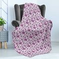 thumbnail image 4 of Butterfly Soft Flannel Fleece Blanket, Flora and Fauna Image with Contrast Colors Hand Drawn Natural Pattern Vintage, Cozy Plush for Indoor and Outdoor Use, 70" x 90", Purple White, by Ambesonne, 4 of 5