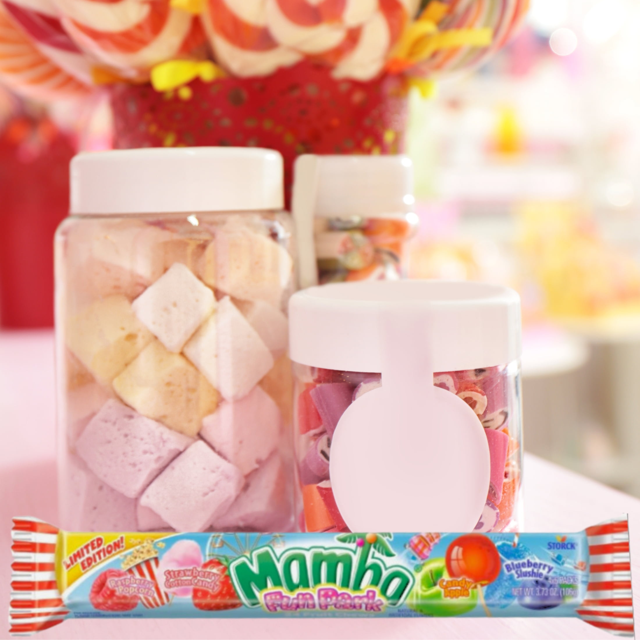 Mamba Fun Park Fruit Chews Candy Individually Wrapped Mixed Flavors Assortment Bag Party Favors Treats Stocking Stuffer Gift Supplies on Birthday Halloween Christmas Thanksgiving, 3.73oz - Pack of 3