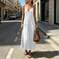 thumbnail image 6 of Sundresses for Women Summer Smocked Cami Maxi Dresses Spaghetti Strap V Neck Flowy Long Beach Vacation Dress, 2XL, 6 of 6