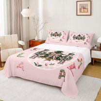 jejeloiu Cartoon Nutcracker King Sheet Set,Xmas Letter,4-Piece Microfiber