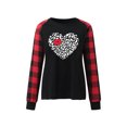 thumbnail image 4 of Women's Valentine's Day Tops Raglan Pullover Sweater Plaid Patchwork Love Crewneck Long Sleeves Ugly Sweatshirt Tops, 4 of 5