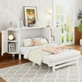 thumbnail image 3 of Harper & Bright Designs Rattan Full Murphy Bed Wall Bed with Storage, Wood Full Size Cabinet Bed Folding Wall Bed for Guest Room Office, White, 3 of 11