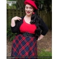 thumbnail image 5 of Falda larga de cintura elástica alta para mujer Falda larga acampanada de invierno a cuadros a cuadrosLong RedLarge, 5 of 5