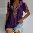 thumbnail image 2 of Blouse Décontractée pour Femme à Col en V avec Imprimé, T-Shirt à Manches Courtes, Hauts d'Été, 2 of 9
