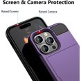 thumbnail image 5 of Case Compatible with iPhone 15 Pro with Card Holder, Dual Layer Shockproof Wallet Phone Case Hidden Card Slot Sliding Protective Hard Shell Back Slim Case for iPhone 15 Pro 6.1'' Grey Purple, 5 of 14