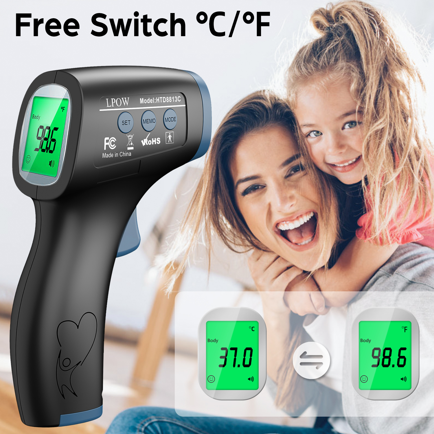 LPOW Infrared Digital Forehead Thermometer, 1-Second Reading photo 3