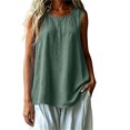 thumbnail image 2 of IUYRTFE Women Round Neck Sleeveless Tank Top with Side Slits Loose Fit Casual Summer Blouse, 2 of 7