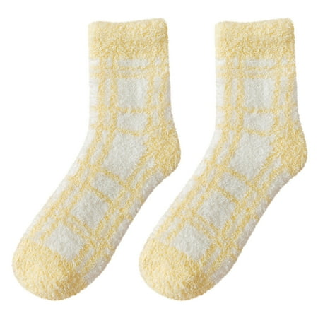 

Women s Short Socks Female Plaid Plush Winter Sleeping Socks House Socks Bed Socks Hut Socks