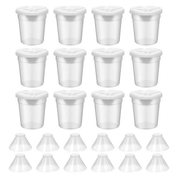 12 Packs Paint Cups with Lids for Kids No Spill Learning Color Cups Reusable Paint Containers with Lids for Young Artist