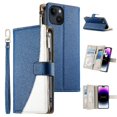 thumbnail image 1 of Funda cartera GANGXUN para iPhone 14 , cuero PU con tarjetero, cremallera, correa de mano, soporte y protección 802°, 1 of 6