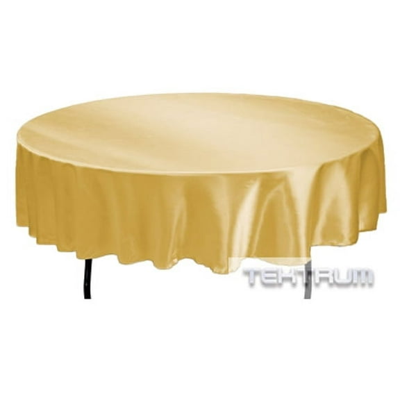TEKTRUM 90 INCH ROUND SILKY SATIN TABLECLOTH - PREMIUM FABRIC - GOLD COLOR