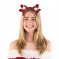thumbnail image 3 of Aros para el Pelo de Alce de Peluche onlyliua con Cuernos navideños Lazos Rosas brillantes, 3 of 6