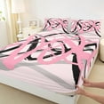 thumbnail image 3 of Manfei Greometric Stripe Lines Queen Sheet Sets,Modern Abstract Art Flat Sheet,Pink Black Striped Queen Fitted Sheet For Gitls Teens,Breathable Home Decor,4-Piece, 3 of 7