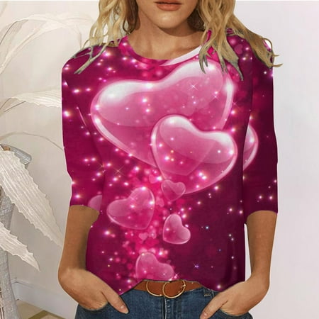 

Gubotare Valentines Hawaiian Shirts For Women Women s Basic Long Sleeve T Shirts Crewneck Slim Fit Spandex Tops Plain Layer Underscrub Tees O XL