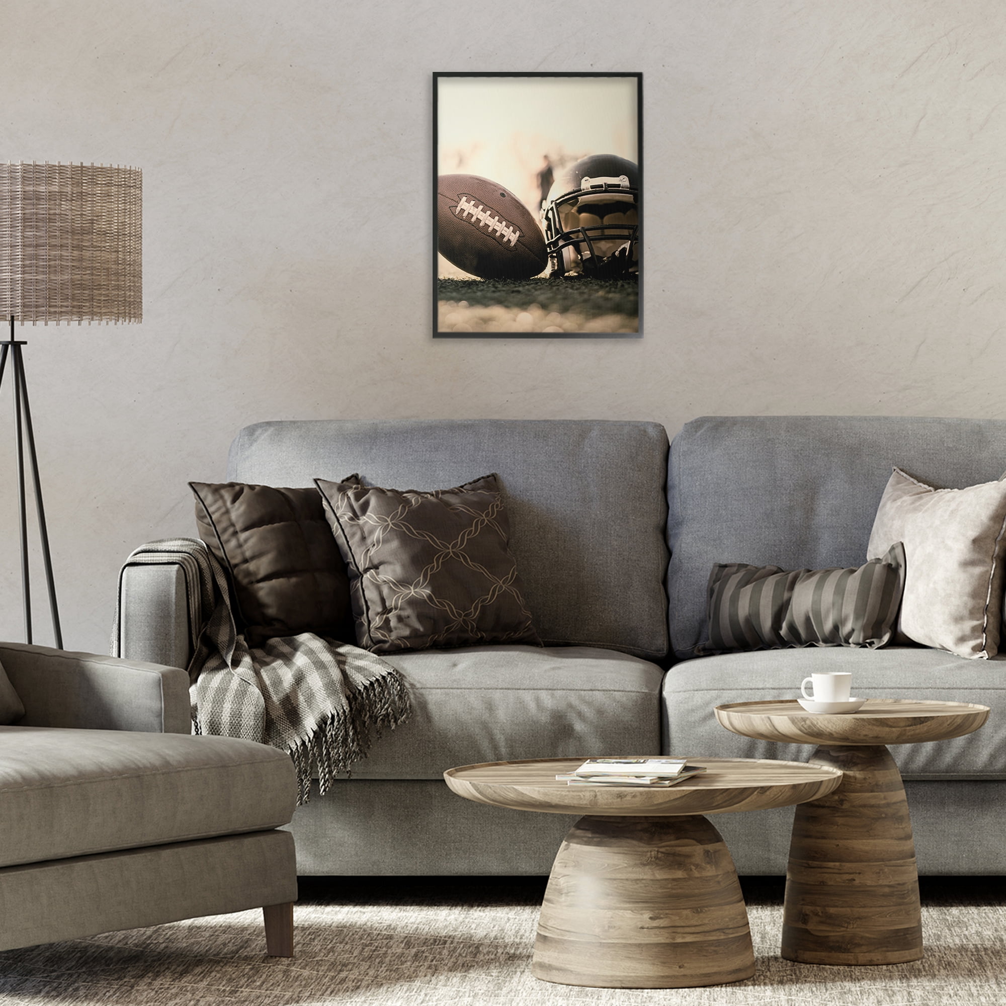 Stupell Industries Football Stand Alone Black Framed Giclee Art, design by Jesse Keith