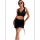thumbnail image 2 of Conjunto de Bikini de Cintura Alta con Falda de Baño para Mujer, Color Negro, Talla S, 2 of 6