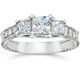 1 1/ 4ct Vintage Diamant Trois Pierres Princesse Coupe Bague de Fiançailles 14K Or Blanc – image 1 sur 3