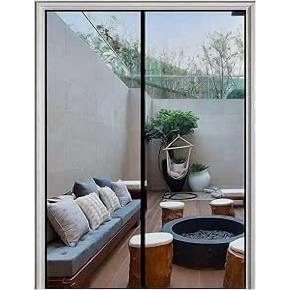 Homearda Magnetic Screen Door Fiberglass-New Upgraded Magnets & Strengthen-Heavy Duty & Durable Mesh Curtain with Weights in Bottom-Full Frame Magic Seal-Hands Free-Screen is 39''X83''-Black