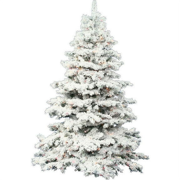 Vickerman Pre-Lit 5.5' Flocked Alaskan Artificial Christmas Tree, LED, Multicolor Lights