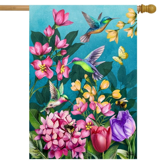 Briarwood Lane Springtime Hummingbirds House Flag