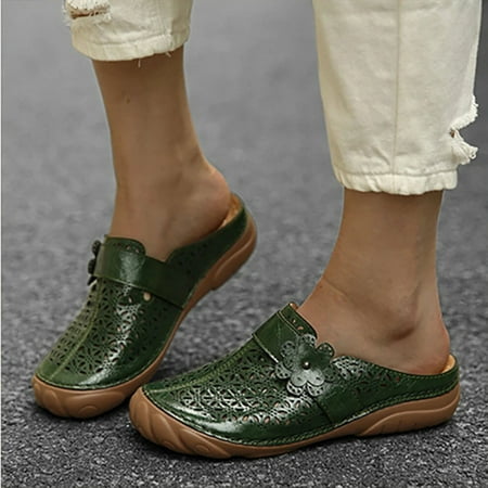 

VeliToy Fashion Slip-On Sandals Women s Slippers Thick Bottom Beach Slides Casual Non-slip Shoes(Green 39)