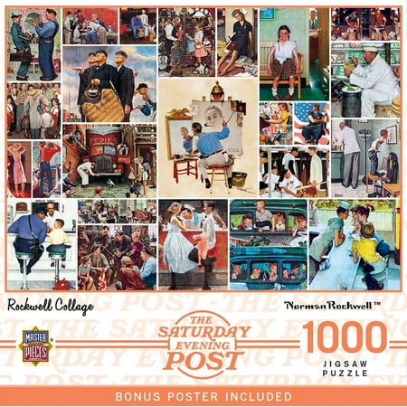 UPC: 0705988716218 | MasterPieces 1000 Piece Jigsaw Puzzle – Rockwell Collage – 19.25 x26.75