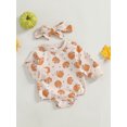 thumbnail image 3 of Suealasg Halloween Baby Girls Clothes Newborn Girls Fall Long Sleeve Crew Neck Bodysuit 3 6 12 18 Months Infant Girls Pumpkin Print Sweatshirt Romper, 3 of 8