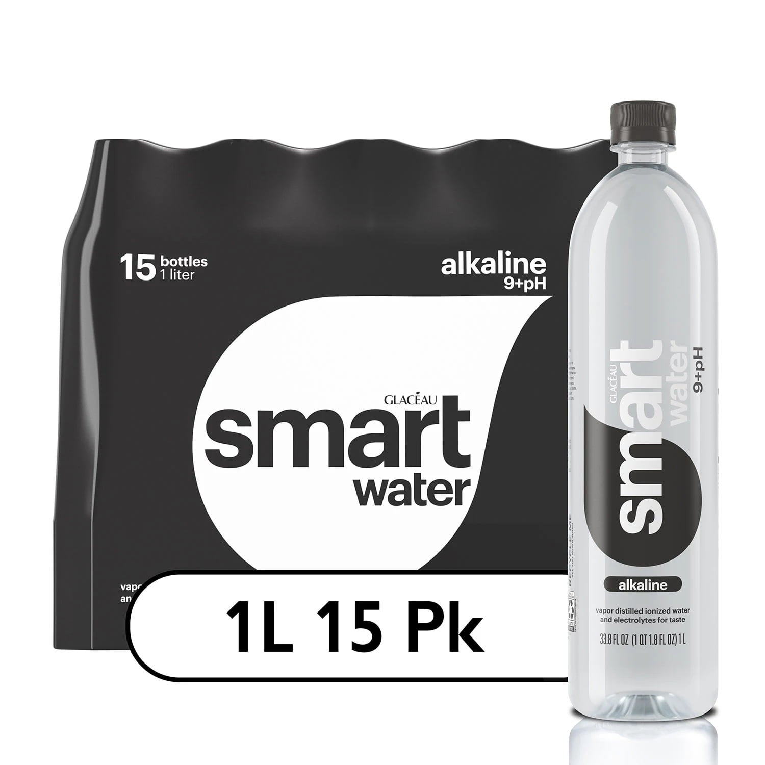 Smartwater Alkaline + Antioxidant Water, 1L Bottle (Pack of 15)