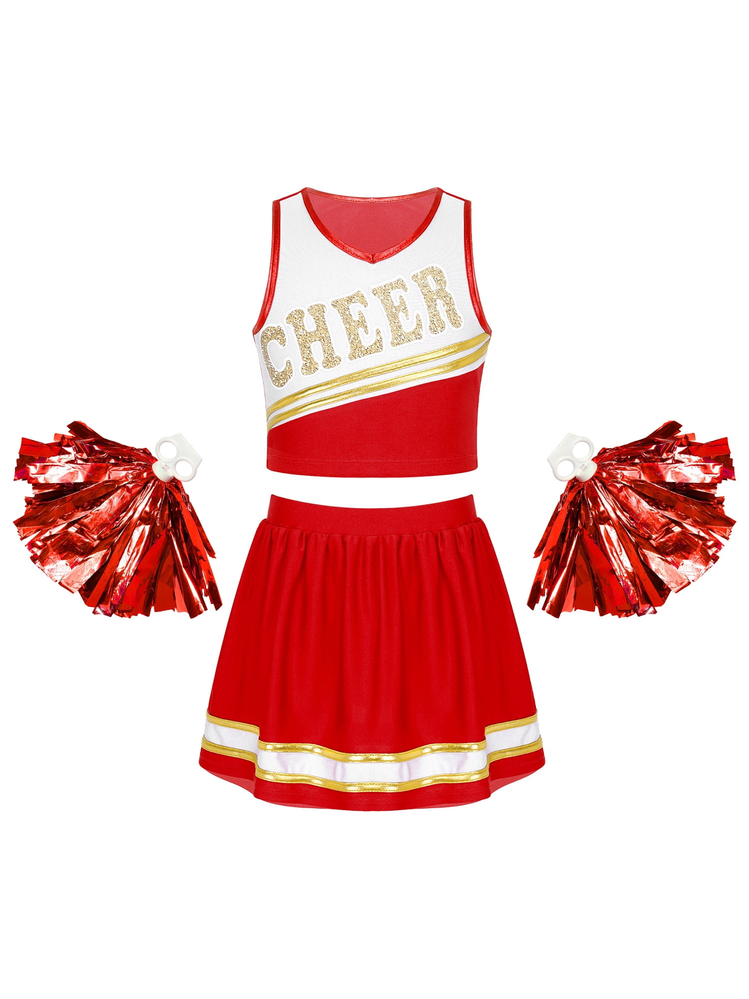 iiniim Kids Cheer Leader Costumes Sleeveless Cheerleading Uniform Dress ...