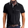 thumbnail image 1 of Men's Golf Shirt Casual Sports V Neck Ribbed Collar Short Sleeve Fashion Casual Solid Color Plain Spring & Summer Regular Fit L, 1 of 4