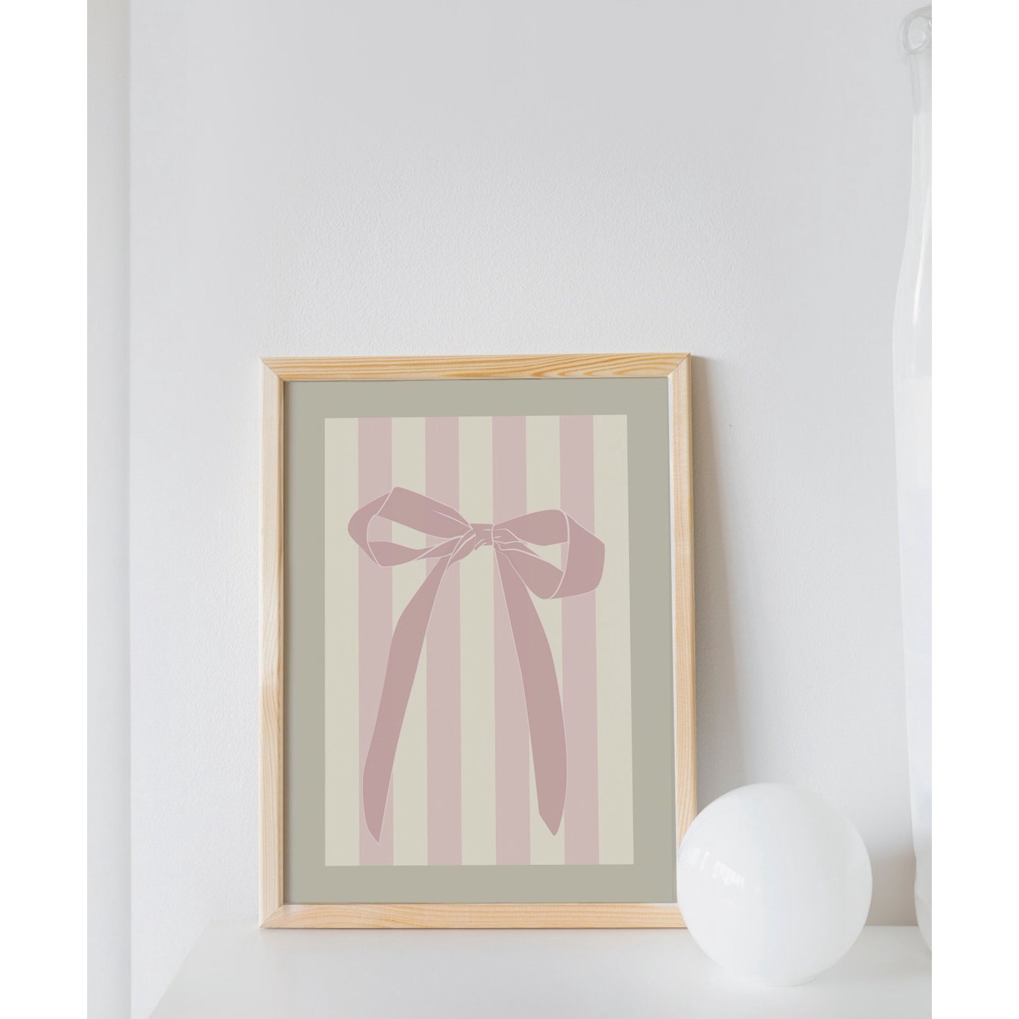 Girly Bow Wall Art Print Frenchie Cottage Decor Style