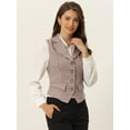 thumbnail image 3 of DARING DIVA Women's Plaid Waistcoat Notched Lapel Collar Vintage Vest XL Pink, 3 of 6