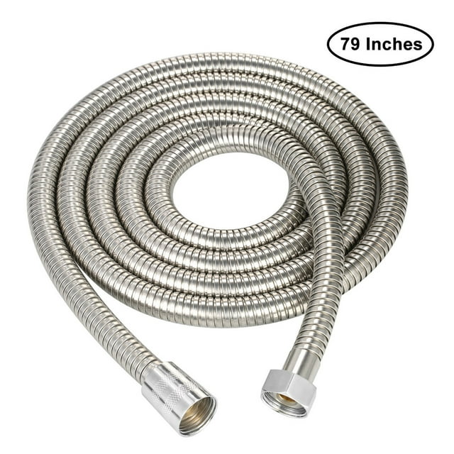 Tuyau de Douche de 79 Pouces Tube Flexible en Acier Inoxydable pour Pomme de Douche à Main Extra Long Tuyau de Remplacement Antidéflagrant avec Raccord en Laiton