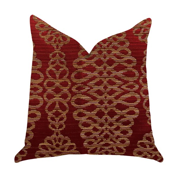 Plutus Sweet Henna Luxury Throw Pillow in Red and Gold - Double sided 16" x 16"